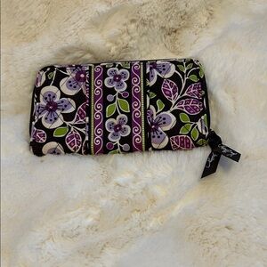 Vera Bradley Black and Purple Floral Clutch